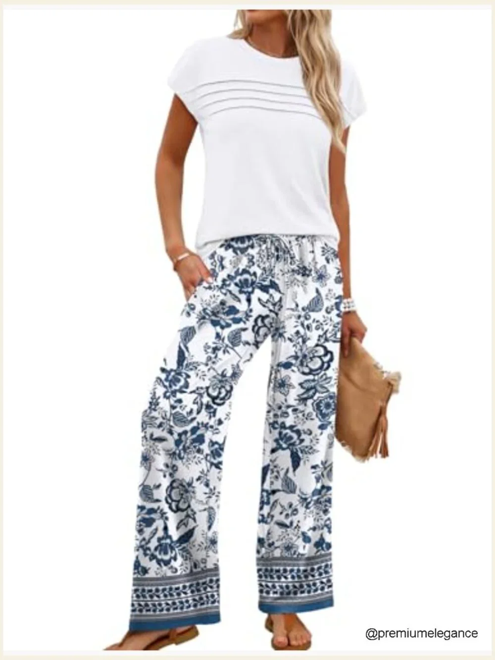 Two Piece Set Matching Set Summer Outfits Wide Leg Pants Travel Airport